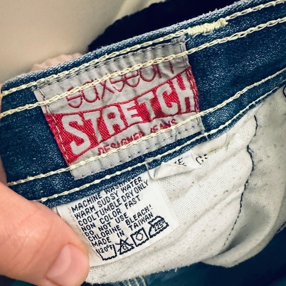 VINTAGE Saxseon Denim Patch High Rise Jeans Dallas Texas Women’s - Picture 4 of 7